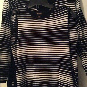 Mssioni Black & White Striped 2-Piece Top – Nylon/Rayon